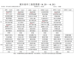 梁丰高中食堂菜谱（5.11 ~ 5.17）